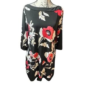 White House Black Market Black and Red Floral Dress